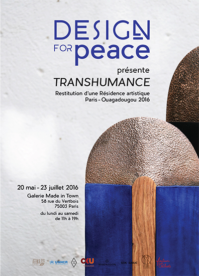 DESIGN FOR PEACE présente sa première collection Transhumance, aboutissementd’une résidence artistique ayant réuni 17 artisans réfuigiés touareg et 6 jeunes designers issus des grandes écoles parisiennes d’art appliqué (ENSCI-Les Ateliers, Boulle, Duperré), à Ouagadougou, au Burkina Faso, entre mars et avril 2016. Cette première collection sera présentée à la galerie Made in Town du 20 mai au 23 juillet 2016.