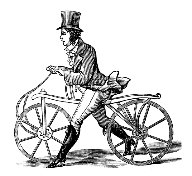 Le célérifère est habituellement considéré comme l’ancêtre de la bicyclette. Inventé en 1790, il ne fut guère considéré comme autre chose qu’une curiosité. En effet, l’absence de direction l’empêchait d’être véritablement utilisable.