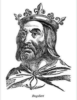 Dagobert Ier, roi franc mérovingien règne sur une grande partie de la Gaule de 629 à 639. Fils de Chlothar II et de sa première épouse Haldetrude, il est considéré comme l'un des derniers rois mérovingiens forts avant que la dynastie ne tombe en décadence.