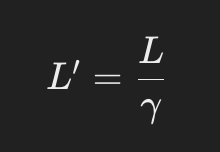 La contraction de Lorentz est mathématiquement décrite par la formule suivante :