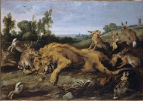 Frans Snyders, Le lion mort, huile sur toile, Bordeaux, Musée des Beaux-Arts © L.Gauthier