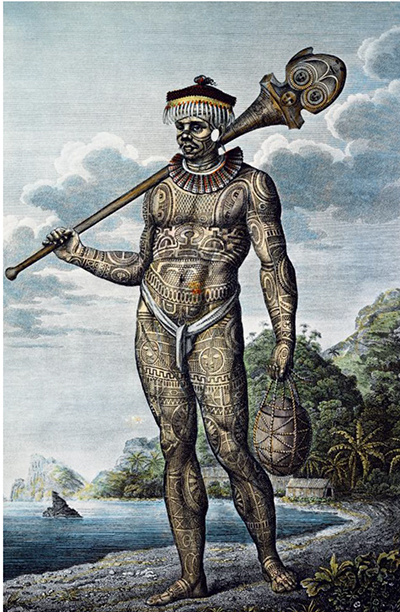 Homme tatoué de Nuku Hiva  Dessiné par Wilhelm Gottlieb Tilesius Von Tilenau - 1804