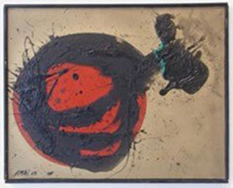 Imai  TOSHIMITSU Soleil rouge, 1963 Peinture sur toile 73 x 92  cm