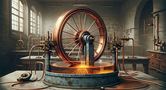 La roue de Barlow est un dispositif électromagnétique inventé par Peter Barlow en 1822. Elle consiste en une roue dentée en métal, souvent en cuivre, qui peut tourner autour de son axe. Cette roue est partiellement immergée dans une cuve contenant une solution de sulfate de cuivre (ou une autre solution conductrice). Lorsqu'un courant électrique est appliqué à travers cette roue et la solution, la roue commence à tourner.